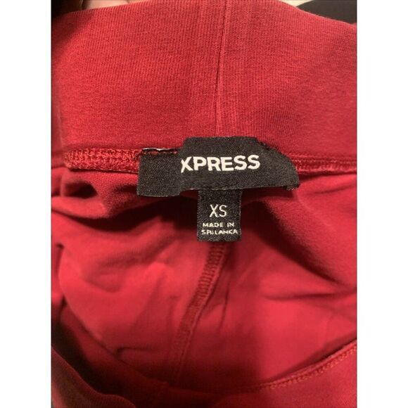 Express Womens Solid Red Mid Rise Cotton Spandex Leggings Xs - Picture 3 of 5